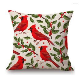 Pillow Birds Royalty Bullfinch Blooming Cherry Tree Branches Flower Art Christmas Home Decoration Cover Sofa Throw Case