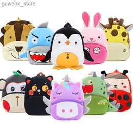 Backpacks Cute animal cartoon plush childrens backpack school backpack girl boy casual baby bag Y240411