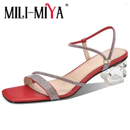 Dress Shoes MILI-MIYA Fashion Strange Thick Heels Women Microfiber Sandals Slip On Round Toe Concise Design Party Summer