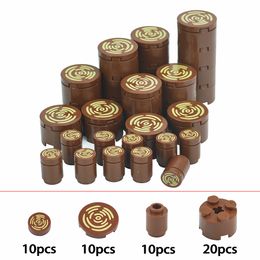 2x2 With Tree Stump Wood Grain Pattern MOC Tile Round 1x1 Smooth Bricks Part Assembly Building Blocks 14769pb196 98138pb042