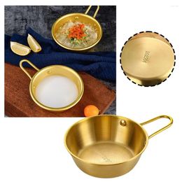 Bowls Korean Gold Rice Wine Bowl Aluminum Round Cup With Handle Household Sauce For Makgeolli U7M8