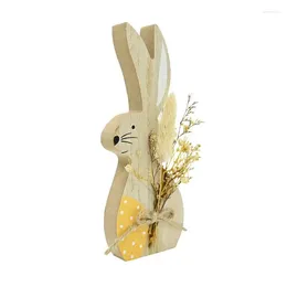 Party Decoration Wooden Easter Spring Farmhouse Decorations With Bouquet Animal Figurine Crafts DIY House Home