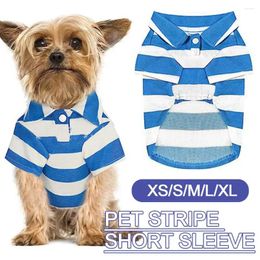 Dog Apparel Pet Supplies Cat And Clothing Two Legged Shirt Lapel Stripe Teddy Bomei Short Sleeve A3S6