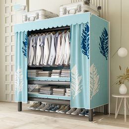 Cloth Foldable Wardrobe Cabinet Storage Clothes Simple Folding Wardrobe Metal Szafa Do Przedpokoju Bedroom Furniture LSL40XP