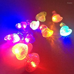 Party Decoration 25 PCS Flashing Glow Jelly Heart Shape Rings Colorful LED Light Up Finger Ring Dancing Rave Wedding