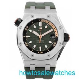 Male AP Wrist Watch Royal Oak Offshore 15720ST Avocado Green Plate Green Face Gold Pointer 42mm Gauge Set