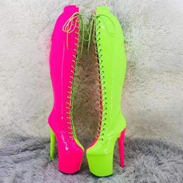 Dance Shoes LAIJIANJINXIA 20CM/8inches Two Color Patent Upper Fashion Lady High Heel Platform Pole Boots