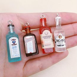 10pcs Mini Alcoholic Drink Bottle Resin Charms Popular Wine Bottles Pendant For Earring Keychain Diy Cute Jewellery Making