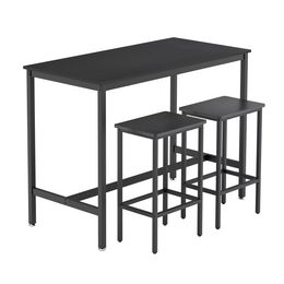 3 Piece Bar Table and 2 Chairs Set Counter Height Dining Set, Black dining table set