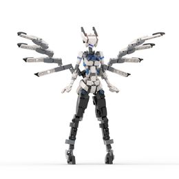 MOC Mecha Angel Birdy Girl Robot Suit Building Block Toy Anime Figure Bunnys Angel Girl Wing Knight Samurai Brick Model Kid Gift