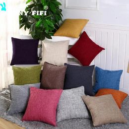 Pillow Home Cotton And Linen Cover 45x45CM Solid Color Yellow Gray Blue Green Orange White Decorative Pillows Case