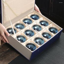 Teaware Sets Inlaid Silver Jianzhan Tea Cup Bowl Chinese Zodiac Ceramic Teacup Kiln Change Tianmu Master Set Gift Box