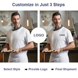 Customised Logo Chef Jacket Summer Cooking Uniform Restaurant Kitchen Chef Shirt Catering Cafe Bakery Waiter Working Clothes