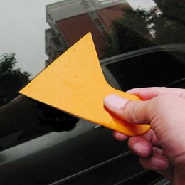 4X Plastic Yellow Auto Car Window Sticker Film Scraper Squeegee Cleaning Tool 10.5X9.5Cm