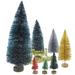 12pcs Xmas Mini Christmas Tree Sisal Silk Cedar Table Desktop Decor Small Christmas Tree Mini Tree 2024 New Year Gift
