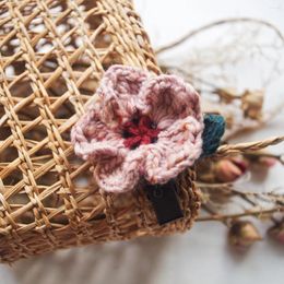 Hair Accessories Pure Handmade Woven Spring And Summer Woolen Cherry Blossom Clips European American Girls Crochet Cute Bangs