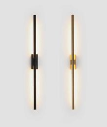 Modern simple linear tube LED wall lamp up down background opposite wall light LED bedside foyer corridor black gold LED sconce 214589938