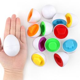 Montessori Matching Eggs Puzzle Toy Kids Educational Recognize Color Shape Matching 3D Egg Puzzles Montessori Math Teaching Aid