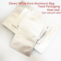 100pcs Silver White Pure Aluminium Foil Bags - Heat Sealing Purely-foil Plastic Pouch Food Grade Packaging Meat / Powder Storage