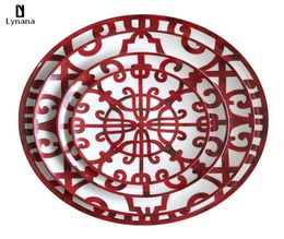 Ceramic Plate HandPainted Red Art Creative Round Ins Style Tableware H Dinner Plates Set Charger Plates for Wedding Pasta8923471