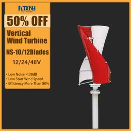Vertical Wind Turbine Generators 5000W 6000W 12v 24v Alternative Free Energy Windmills With MPPT Hybrid Controller For Home use