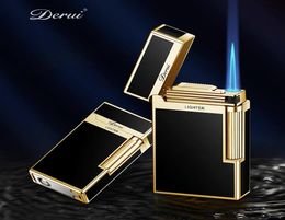 New DERUI Flint Lighter Windproof Business Gas Butane Inflated Lighter Jet Crisp PING Sound Pipe Cigar Torch Lighter Compact Men C8706288