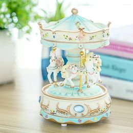 Decorative Figurines Birthday Craft Color Changing Gifts Valentine's Day LED Light Wedding Music Box Kid Clockwork Mechanism Luxury Carousel