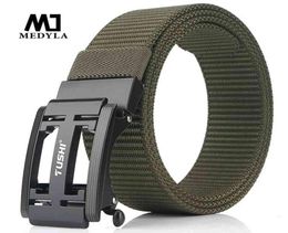 MEDYLA Mens Military Nylon Belt New Technology Automatic Buckle Hard Metal Tactical Belt for Men 3mm Soft Real Sports Belt 2103108860495