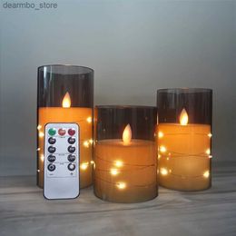 Arts and Crafts 3pcs/Set Flameless LED Candle With Remote/TimerCopper Strin Led EmbeddedWeddin Event Atmosphere lamp/Home Decor.Niht Liht L49