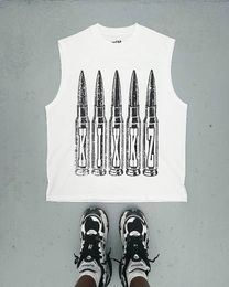 American High street hip hop bullet print short sleeve T-shirt y2k Goth Harajuku fashion couple loose base shirt 240321