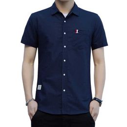 Men's T-Shirts Mens short sleeved shirt Korean fashion slim fit casual shirt mens workwear top pure cotton J240409