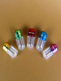Mini Cute Capsule Shells Round Transparent Pill Cases Plastic Refillable Bottles with Aluminium Cap Medical Products Container4691703
