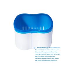 Denture Box With Net Bath Case Dental Orthodontic Retainer Braces Mouth Guard Case False Teeth Storage Box Organiser Container