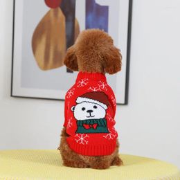 Dog Apparel Christmas Clothing Clothes Anti Dropping Hair Bear Red Knitted Sweater Casual Two Legged Holiday Coat