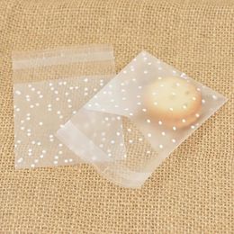 Storage Bags 100Pcs Plastic Transparent Dot Candy Cookie Self-Adhesive For Biscuits Snack Baking Package Kids Gift DIY