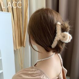 Plush Hair Clip Elegant Acrylic Hairpins Faux Fur Hair Clip Barrette Crab Headwear For Women Girls Hair Accessories