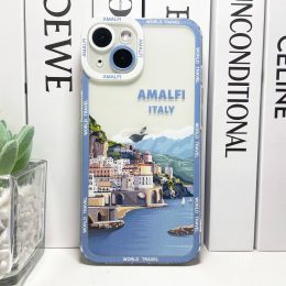 World Travel Silicone Phone Case For iPhone 15 14 13 12 11 Pro Max Mini XS X XR SE 7 8 Plus Soft Cover France Italy