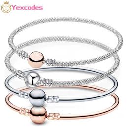 Bangle Yexcodes Steel Wire Weaving Charms Bracelet Bangle For Women Fit Original DIY Beads Fine Bracelet Jewellery 24411
