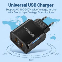 36W Dual USB Charger Quick Charge 3.0 Portable Adapter for iPhone 12 Pro Huawei Fast Charging Charger Wall Mobile Phone Charger