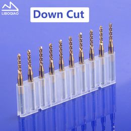 10PCS PCB Router Bits 0.8-2.0mm Down Cut Solid Carbide Corn Teeth Coated Milling Cutter CNC Tools for Circuit Board electrical
