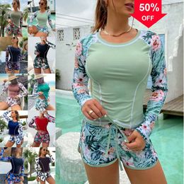 DEALS New Fashion Designer Wholesale Womens Swimwears Sexy Bikinis Swimsuits Womens s New European and American Surfing Suit Long sleeved Anti Diving Suit Printed