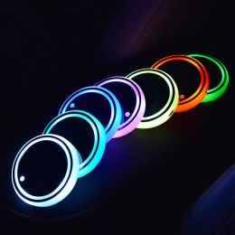 Luminous LED Car Cup Holder Pad Mat Coaster Colorful RGB Light USB Car Styling Atmosphere Lamp Lights Car Interior Accessories