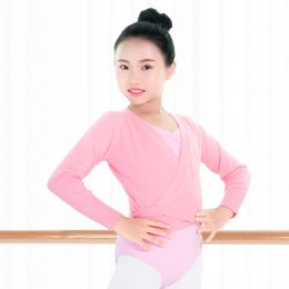New Winter Autumn Warm Long Sleeve Waist Belt Sweater Child Girls Kids Ballet Dance Wrap Cross Tops