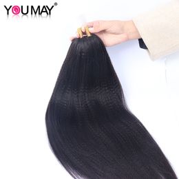 Kinky Straight Feather F Tip Human Hair Extensions New Type Microlink Feather Tip Hair Bundles For Black Women Youmay Virgin