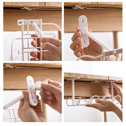 Home Organizer Under Table Storage Rack Cable Holder Storage Tray Wire Cord Power Strip Adapter Organizer Shelf Storage Basket