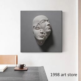 Modern Abstract Face Sculpture Art Posters Figure Statue Canvas Painting Wall Prints Pictures for Living Room Home Decor Cuadros