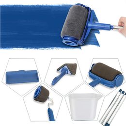 F30 6pc/set Multifunctional Wall Decorative Paint Roller Corner Brush Kit Handle Tool DIY Household Easy to Operate Painting Set