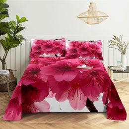 Rose Flowers Queen Sheet Set Girl Lovers Room Bedding Set Bed Sheets and Pillowcases Bedding Flat Sheet Bed Sheet Set