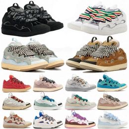 NEW Fashion Curb Casual Designer Shoes Luxury Leather Dress Sneakers Paris Men Women Leopard Lace-up Extraordinary Trainers Rubber Nappa Trainers