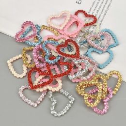 10Pcs Glitter Hearts Stars Hollowed Patches for DIY Crafts Girl Hair Clip Headwear Wedding Birthday Party Cake Topper Decoration